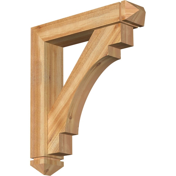 Ekena Millwork Merced Arts and Crafts Rough Sawn Bracket w/ Offset Brace, Western Red Cedar, 6"W x 28"D x 32"H BKT0604X28X32MRC03RWR - main